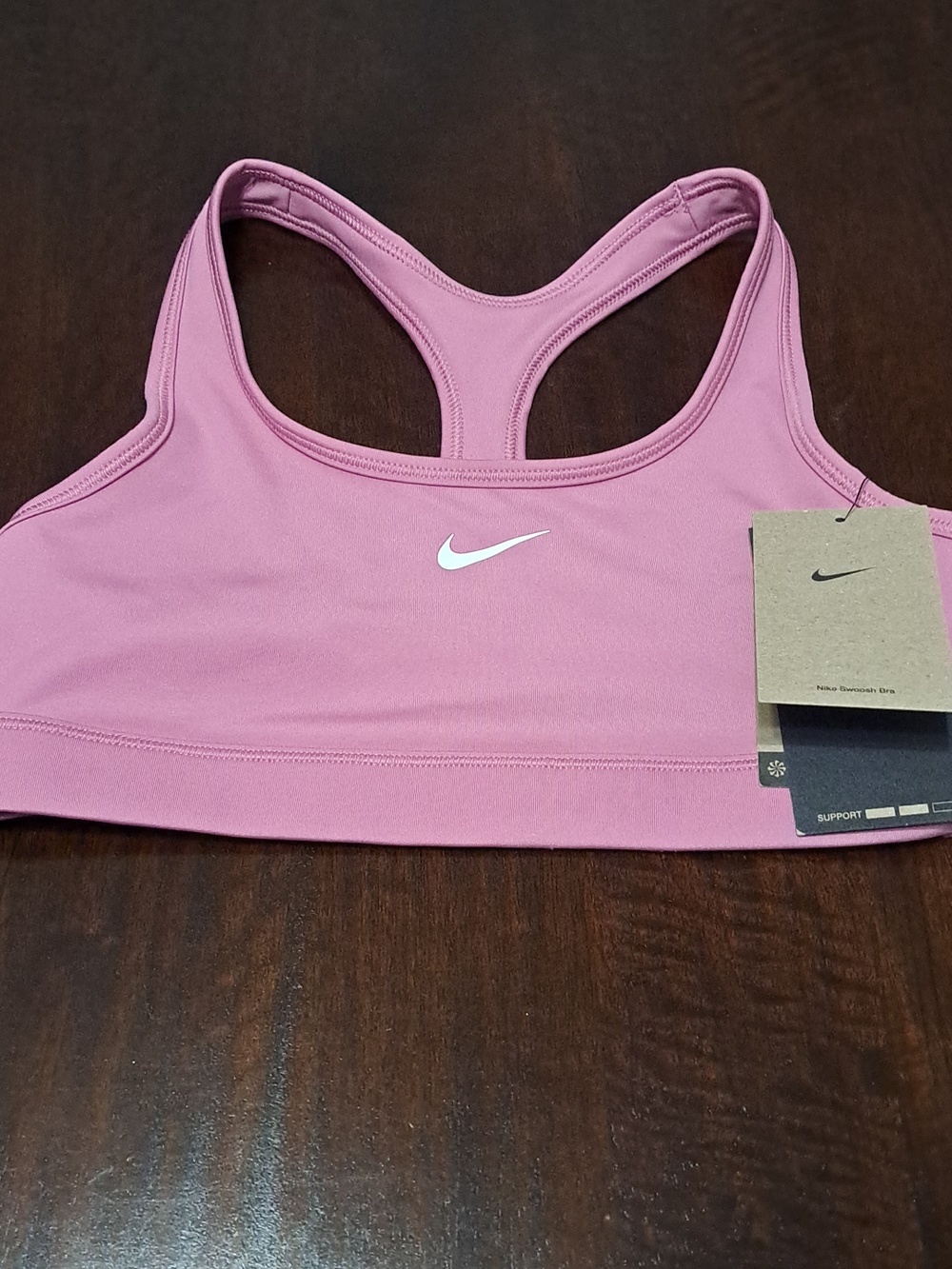 Nike Pink Racerback Sports Bra with White Swoosh Kids Large New W/Tags